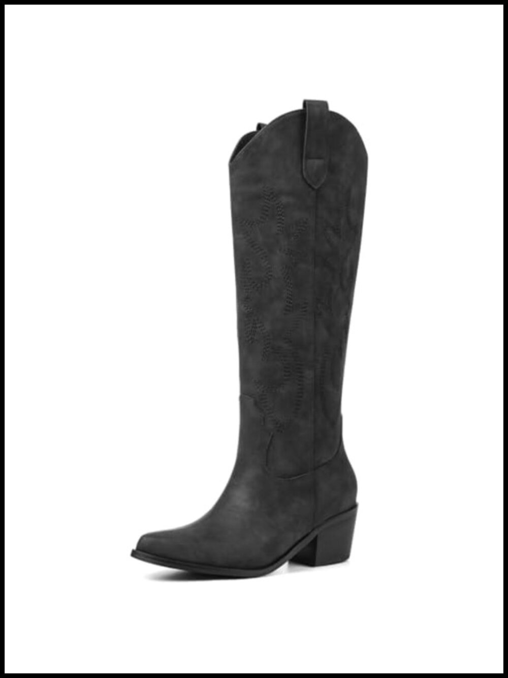 Wide Calf Knee High Cowgirl Boots Western Slip On Embroidered
